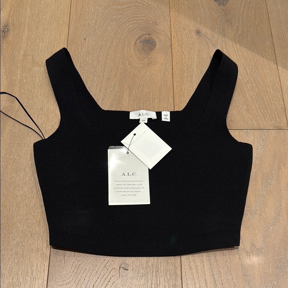 A.L.C. Black Women's Crop Knit Top